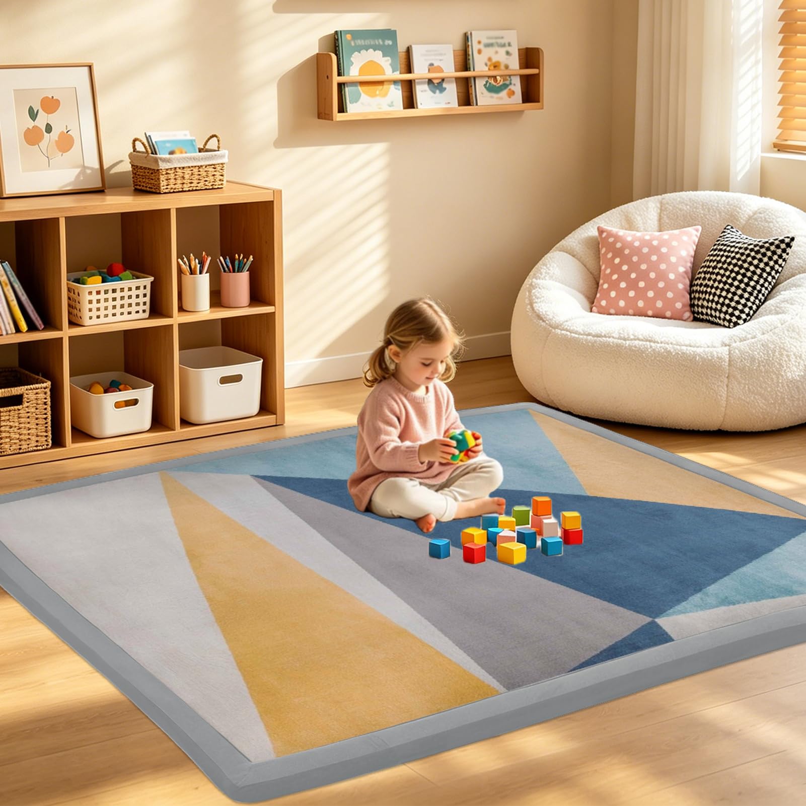 RZUMXOPY Baby Large Play Mat Non Slip Childrens Rug 100 x 200 cm Thick Kids Rugs for Crawling Soft Play Tummy Time