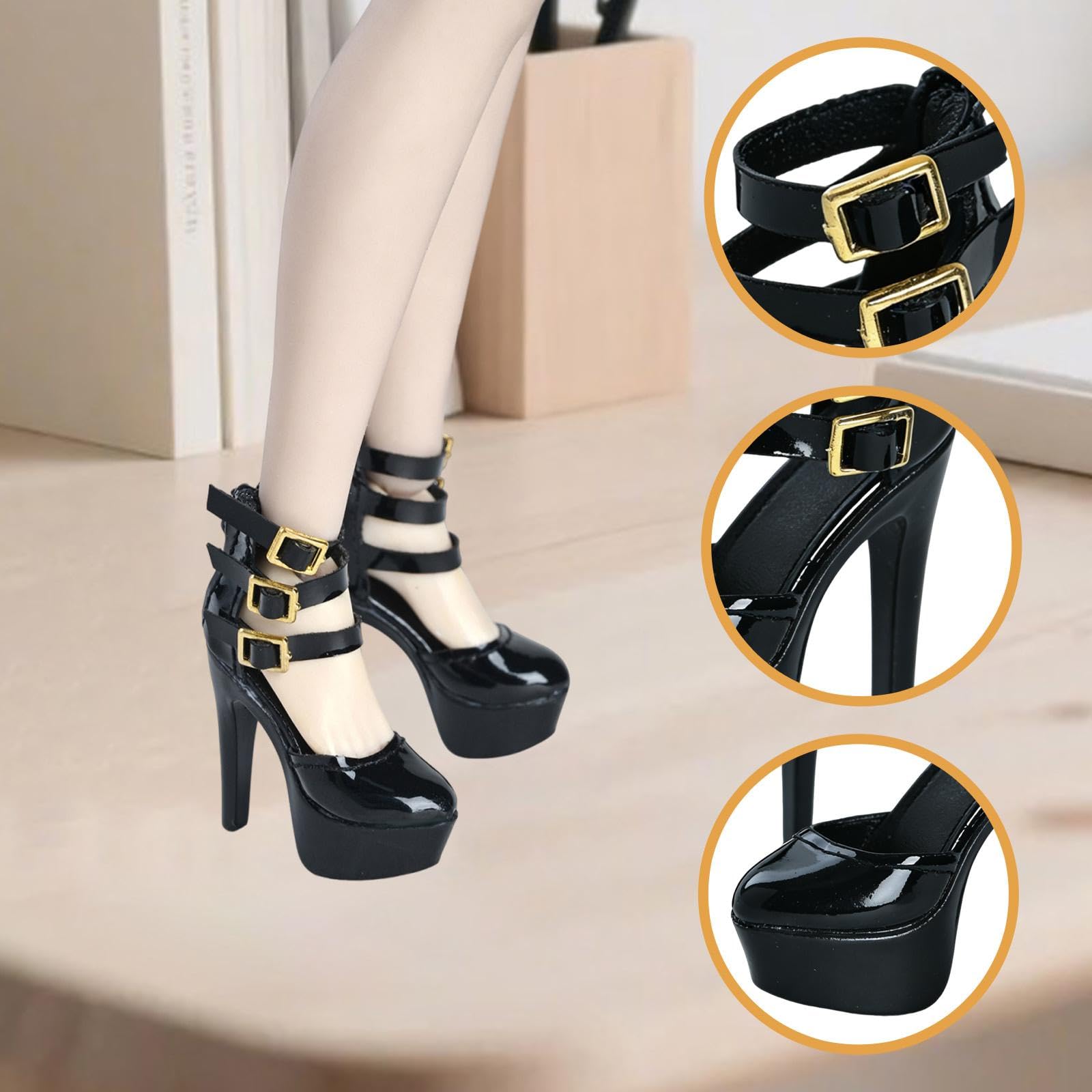 Sharplace Chaussures à Talons Hauts 1/6, Chaussures de poupée, épaisses, Mini-Robes, Sandales pour poupée articulée de 30 cm, Accessoires de déguisement