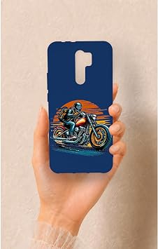 Redmi 9 Uyumlu Moto Rider Desenli Silikon K l f, Lacivert
