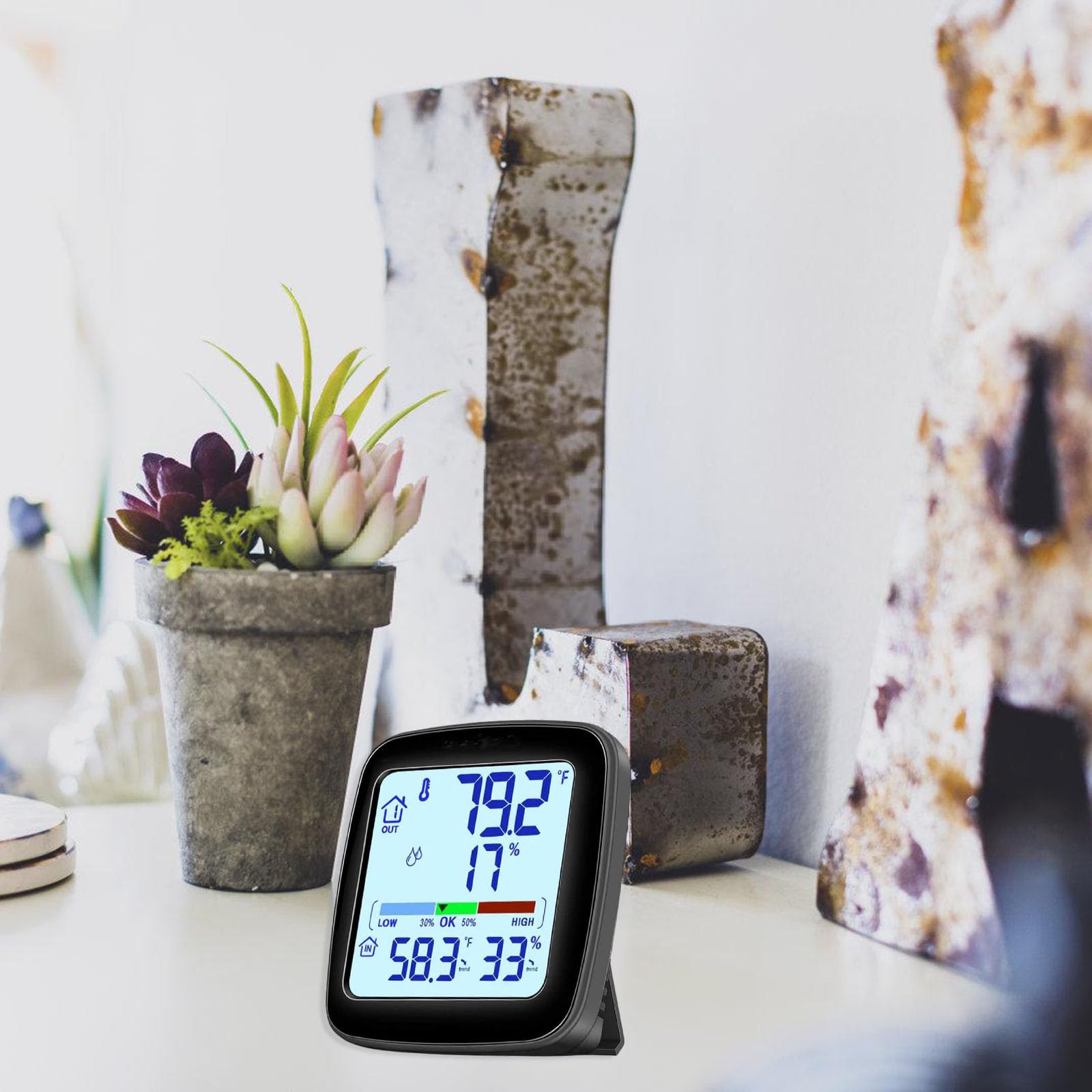 Digitaler ABS Feuchtigkeits Thermograph mit klarer Innenanzeige und energieeffizientem Digital Hygrometer für Badeanzüge