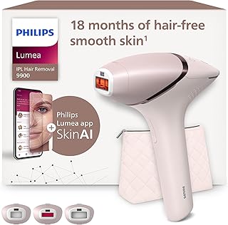 Philips Lumea série 9900 - épilateur à lumière pulsée, alternative à l'épilation laser, SenseIQ et SkinAI, 3 embouts pour le corps, le visage et les zones de précision, avec ou sans fil, BRI953/02