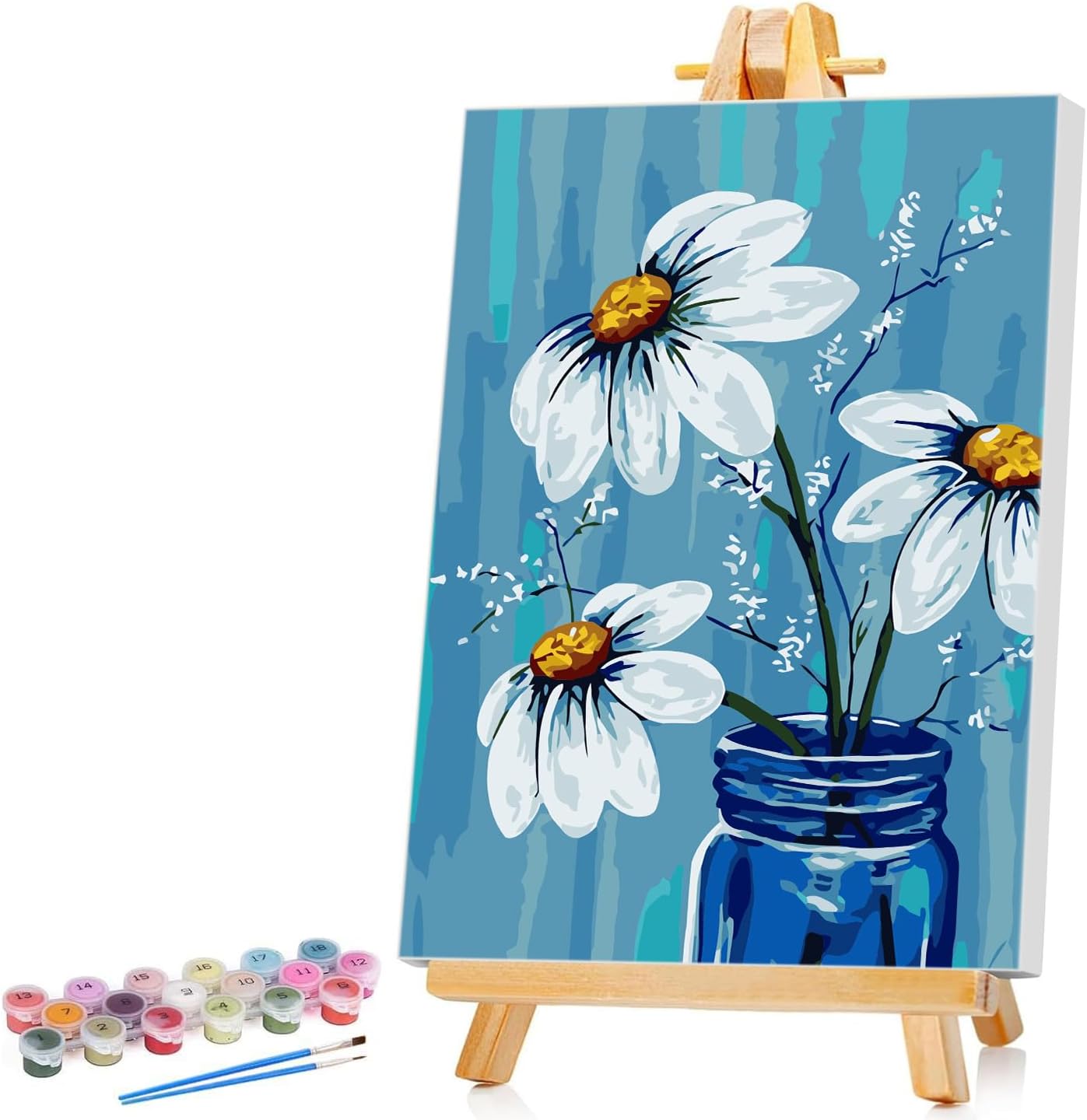 Ginkko Framed Paint by Numbers Kit for Adults 8X 12 inch, Vase Flowers