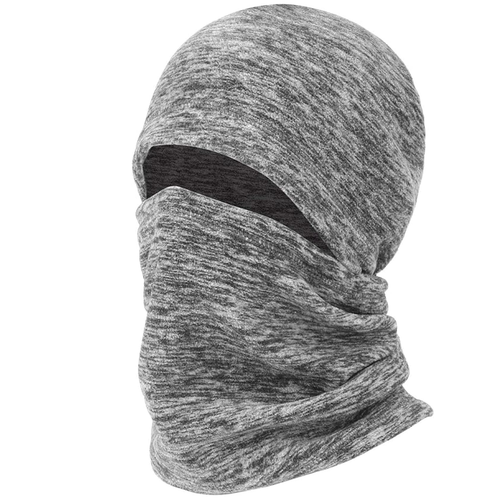 Balaclava Ski Face Mask, Winter Cold Weather Windproof Hooded Scarf Hat with Neck Warmer, Cycling UV Protector for Women Men Grey