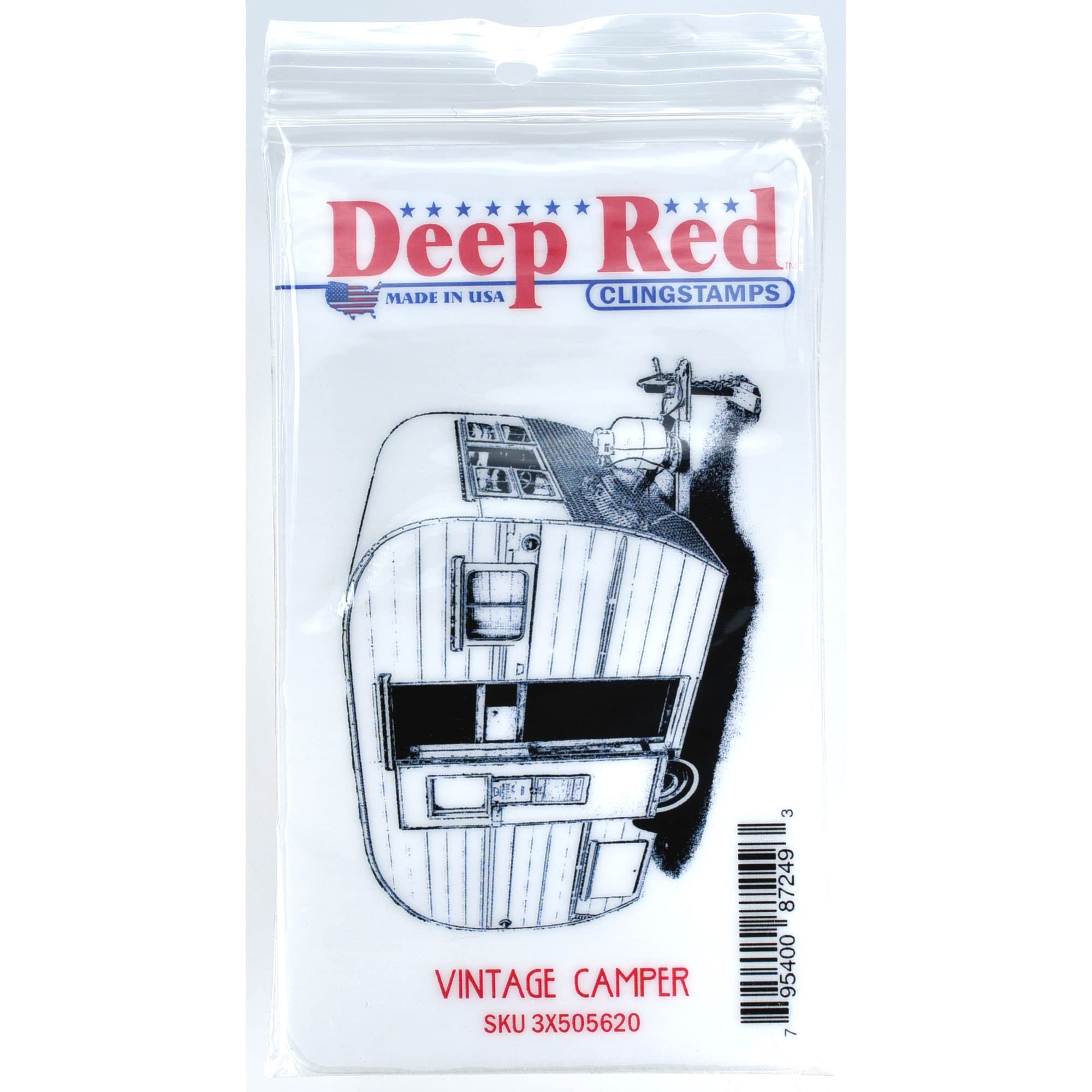 Deep Red Cling Stamp caravane rétro résout les tampons flous en carterie