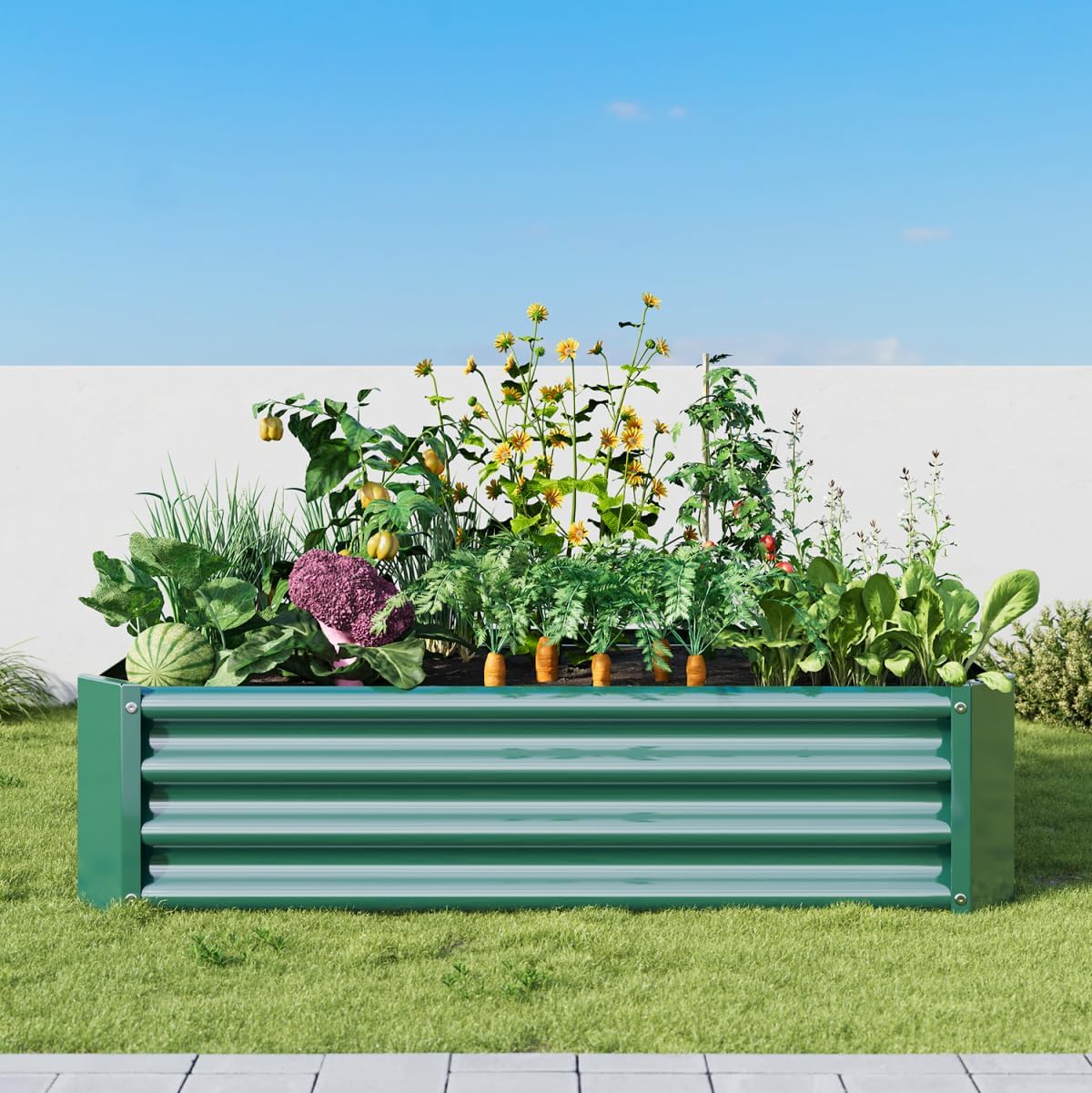 Raised Garden Beds Outdoor, 4x2x1ft, Metal Planter Kit Box Outdoor for Deep-Rooted Vegetables, Flowers, Green and Herbs