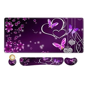 ARTSO Large Gaming Mouse Pad Keyboard Wrist Rest Pad Wrist Support Mousepad Set Stitched Edge Extended Non-Slip Base