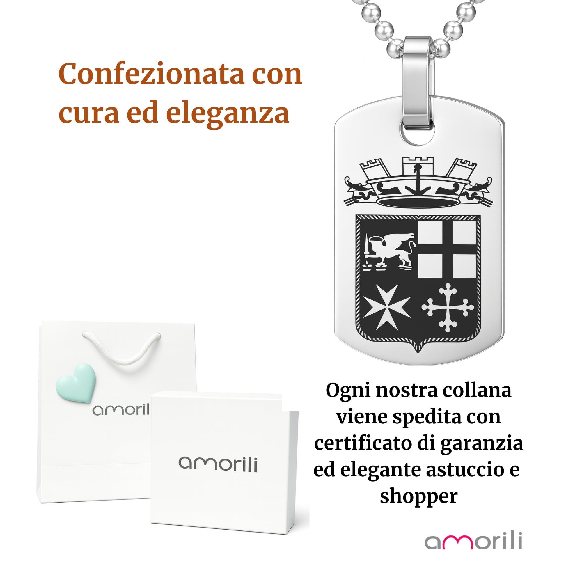 Collana Marina Militare Uomo Donna in Acciaio Inox | Simbolo Marina | Girocollo Catena Resistente Antiallergica | Gioiello Nautico Regalo Perfetto cll0761