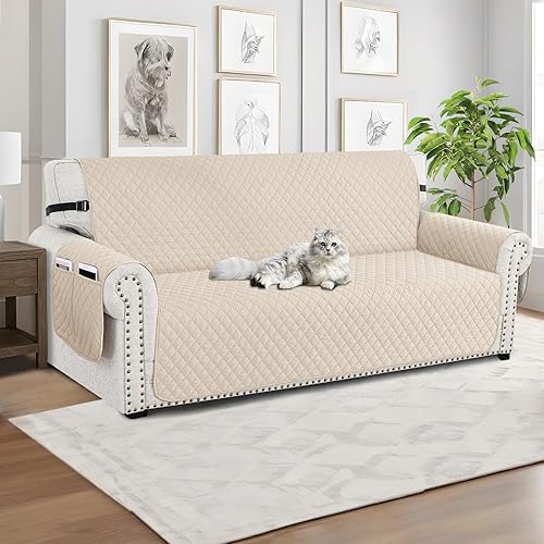 Vista 115 de XINEAGE Funda reclinable resistente al agua, fundas para sofá reclinable de 3 asientos con bolsillos, funda protectora acolchada gruesa para perros