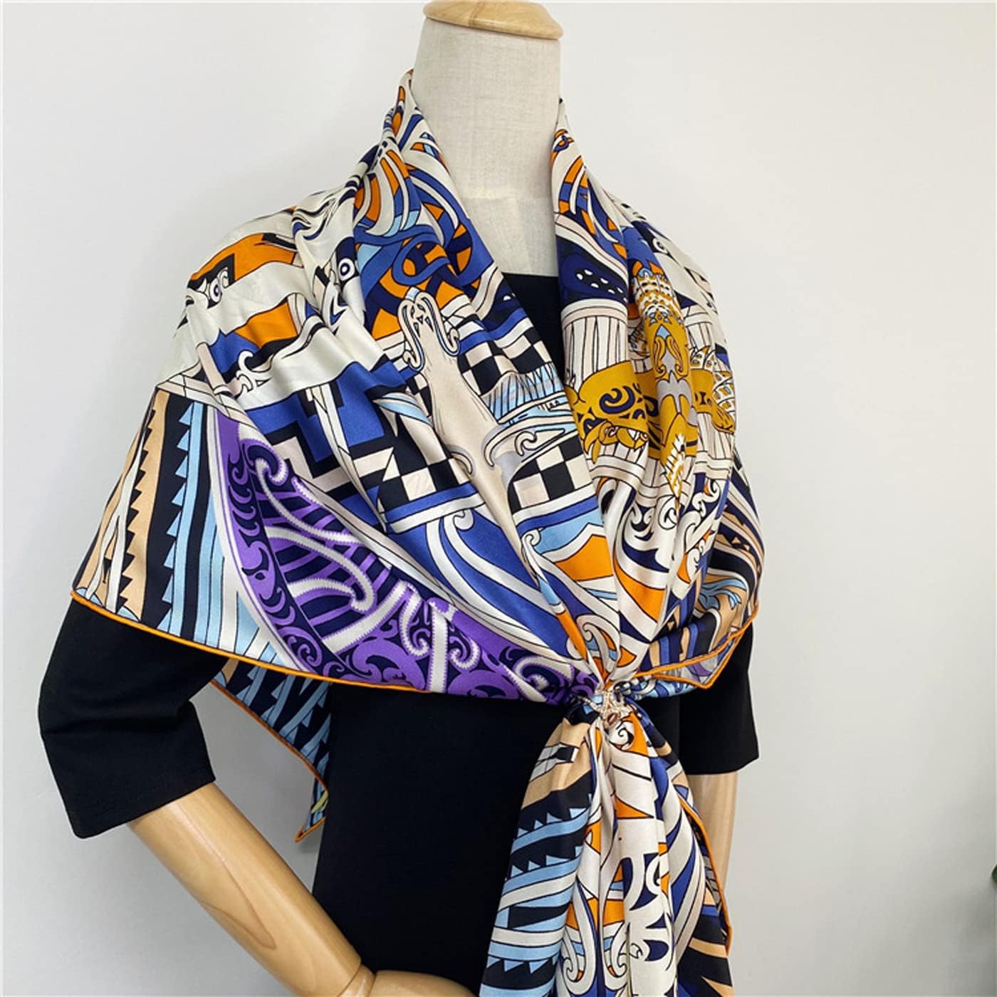 Large Square Scarf for Womens 100% Mulberry Silk Scarf Long Satin Scarf Fashion Designer Scarf Lightweight Wraps