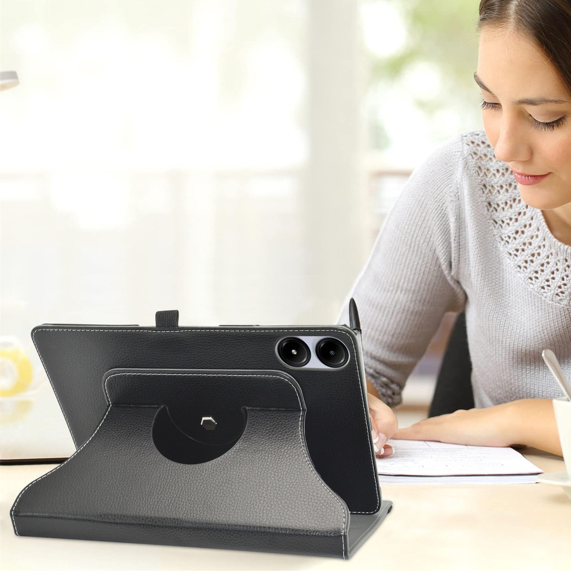 MAMA MOUTH Cover per Xiaomi Redmi Pad SE Custodia,Slim girevole Smart 360 gradi di rotazione Case Cover Custodia Protettiva per Xiaomi Redmi Pad SE 8.7 Pollici Tablet,Nero
