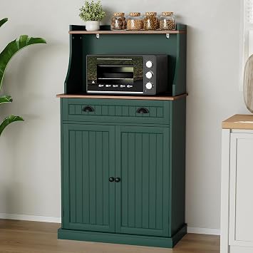 HOLTICO 54" Microwave Storage Cabinet with Doors, Green