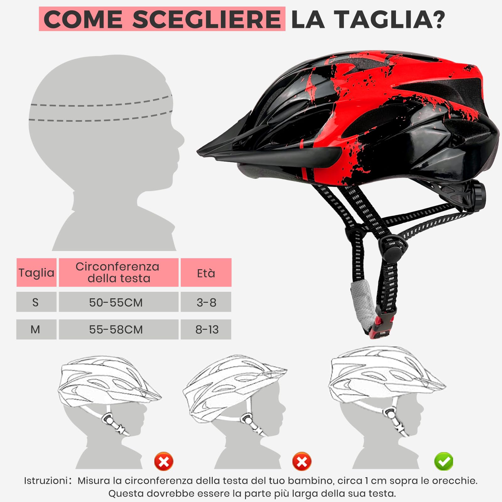 LeapBeast Casco Bici Bambino Regolabile 3-13 Anni Leggero Traspirante per Scooter BMX