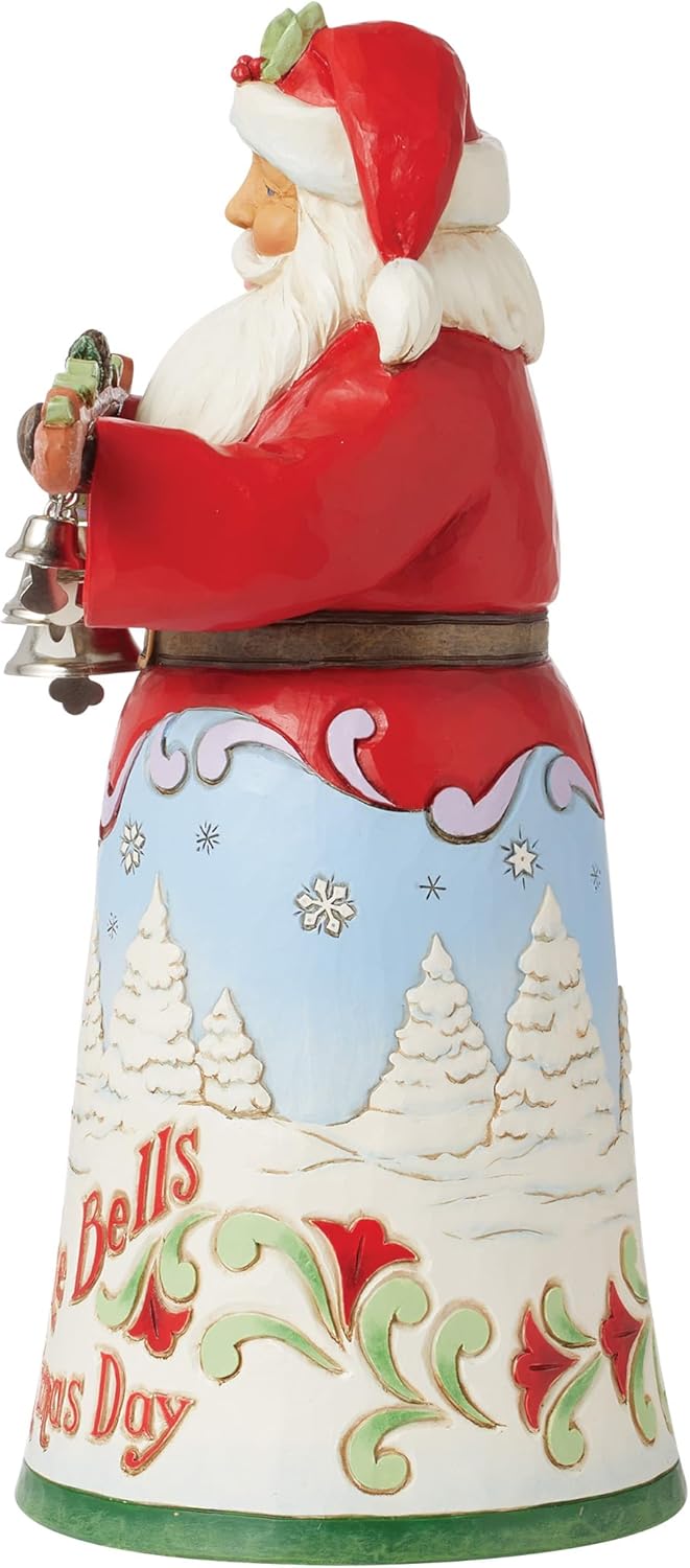 Enesco Jim Shore Heartwood Creek 18th Annual Song Series Christmas Day Santa with Bells Figurine- Stone Resin Hand Painted Crafted Collectible Santa Figurines Christmas Home Decor Statue, 10.04 Inch - Image 2