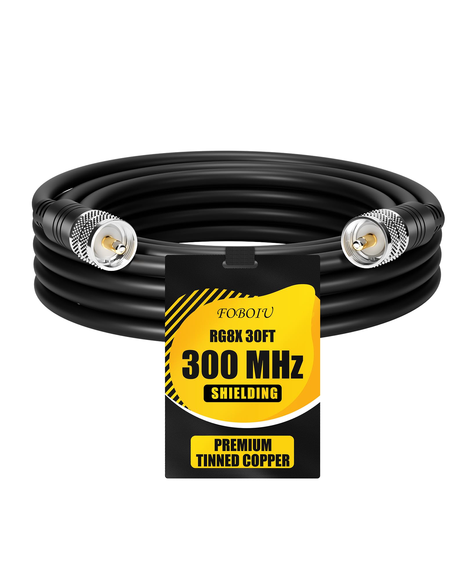 RG8x Coaxial Cable 30 ft,CB Antenna Cables,PL259 UHF Male-to-Male Cord,CB Coax Cable 50 Ohm, Includes 30ft to 100ft for Radios,Antenna Analyzers,SWR Tuner,SWR Meter