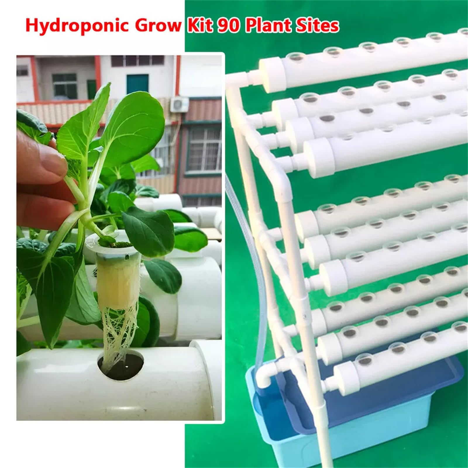 Treeisland Kit de culture hydroponique - 90 emplacements pour plantes - Système de culture hydroponique à 3 couches pour légumes à feuilles dans la maison, le jardin et le bureau