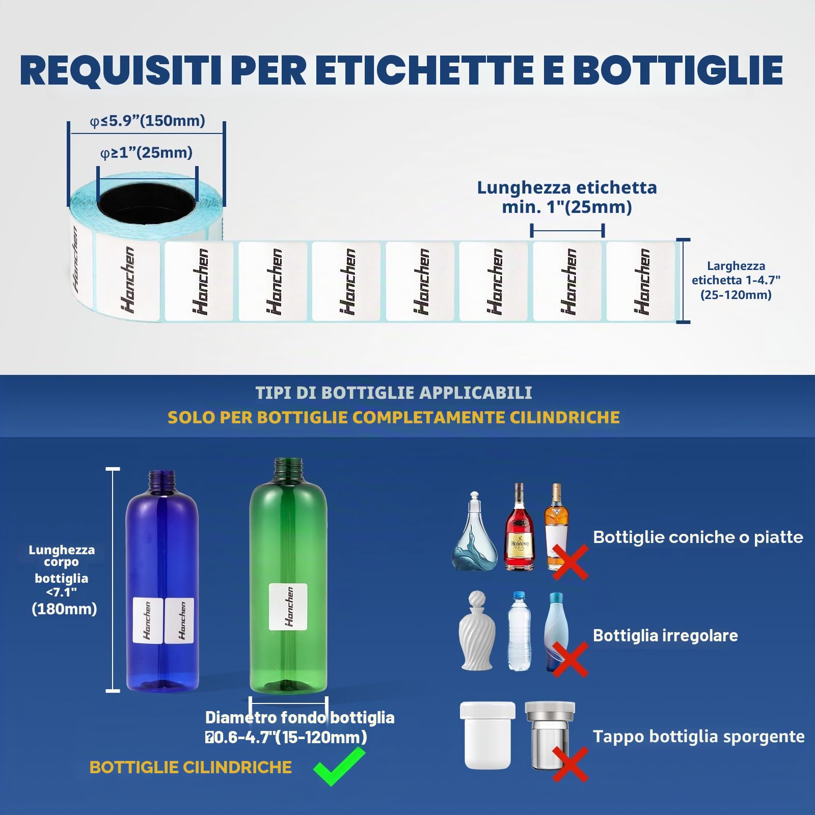 HanchenEtichettatrice manuale per bottiglie rotonde con alta precisione e velocità, etichettatrice regolabile per cilindri etichettatura senza sforzo