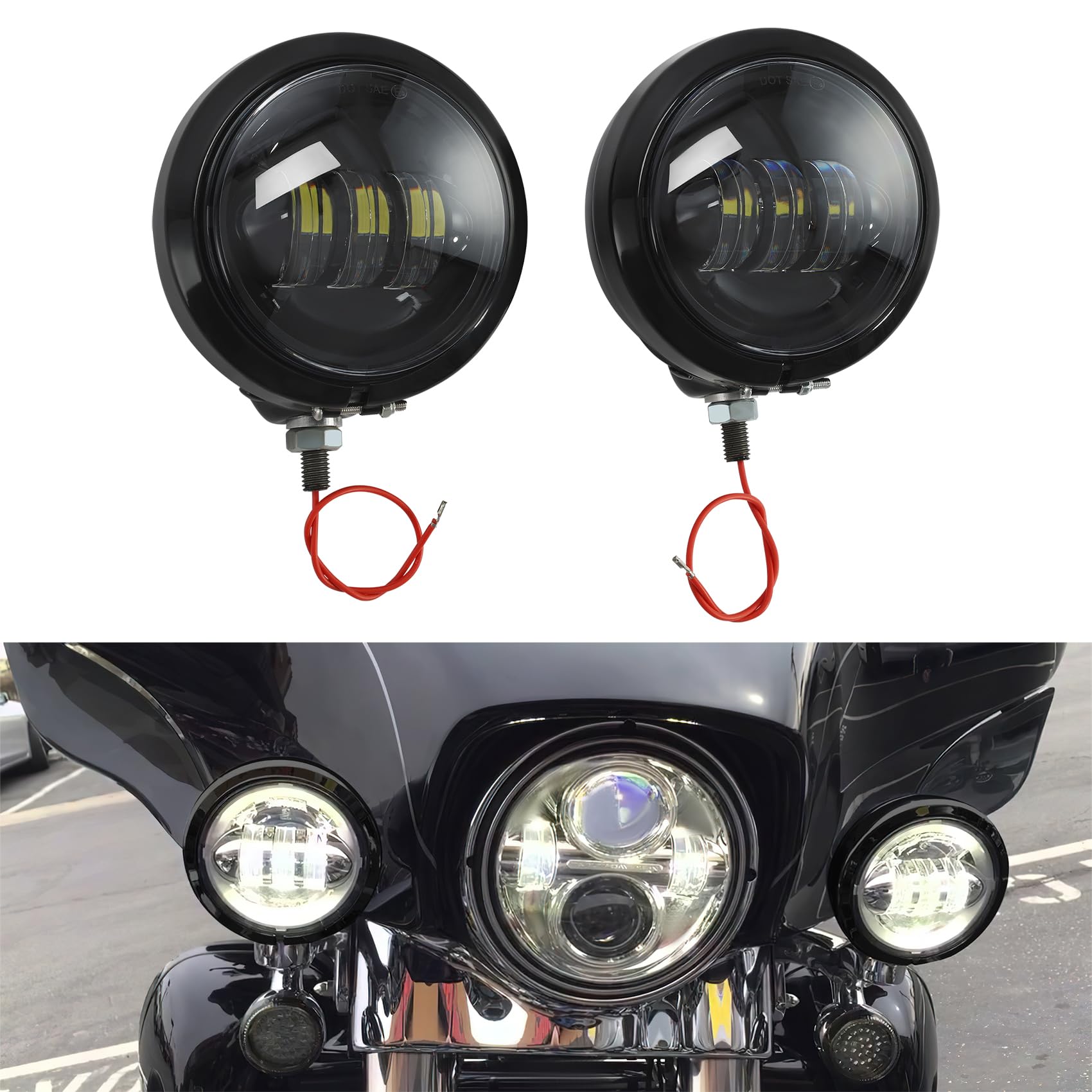SLMOTO LED Fog Passing Light Lamp Housing Bucket Pair Black 4.5