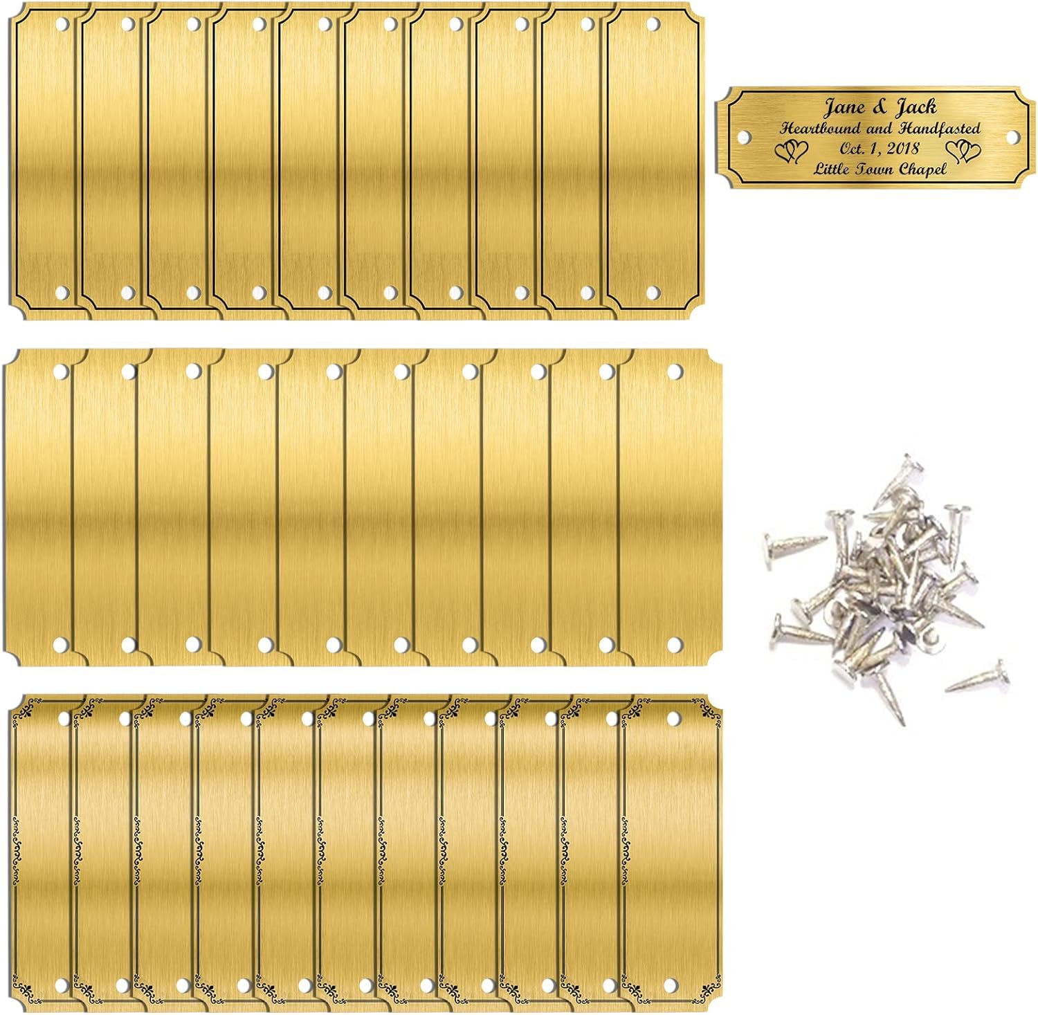 Targhette Personalizzate In Ottone - 30 Pezzi - 7.6x2.5cm - Per Incisione Laser - Con Viti - Foto 5