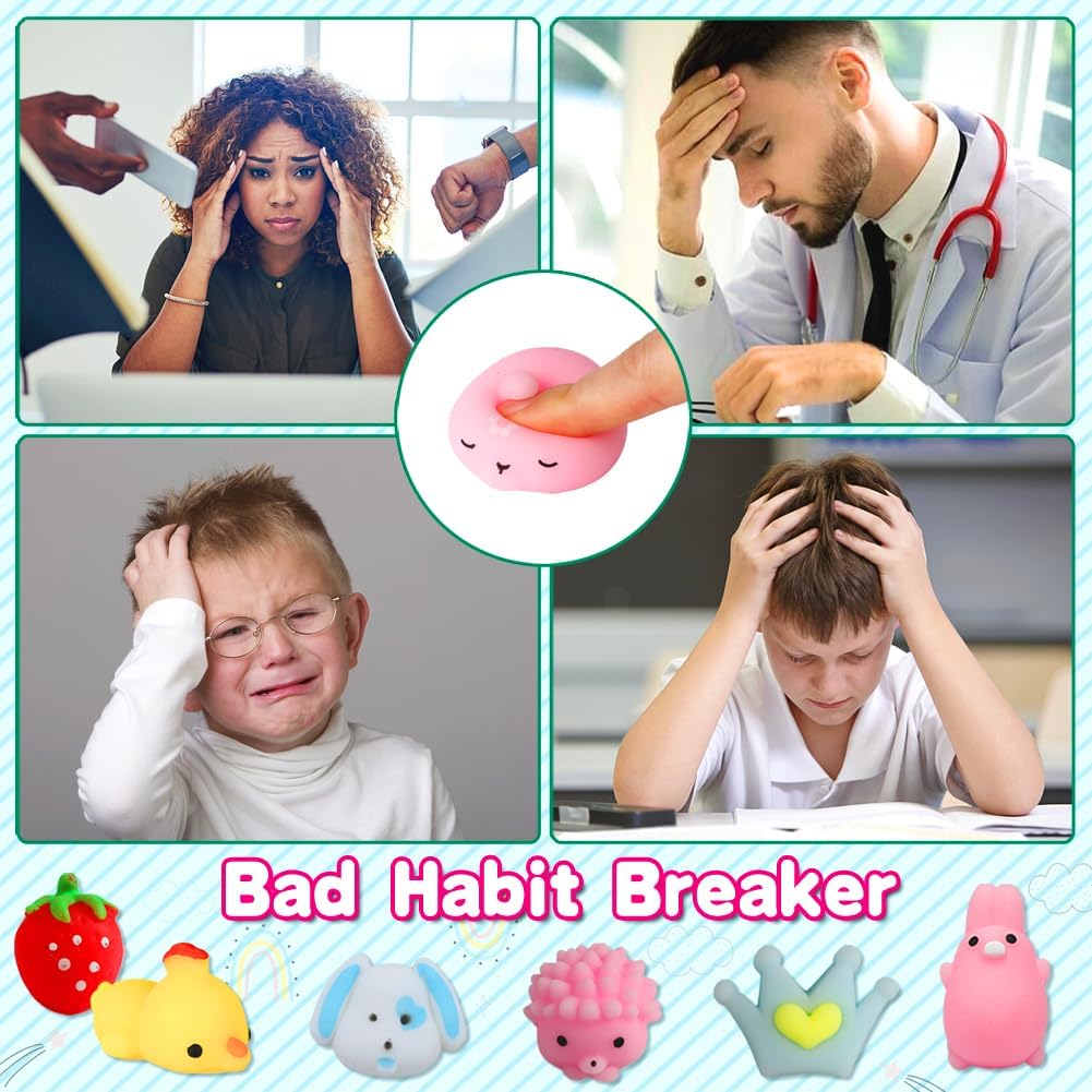 KINGYAO Kawaii Squishies, Mochi Squishy Toys Bulk 130 Pack for kids 4-8 8-12 Boys Girls Fidget Sensory Toys for Anxiety School Party Favors Birthday Gift Goodie Bag Christmas Animals Stocking Stuffers - Image 4