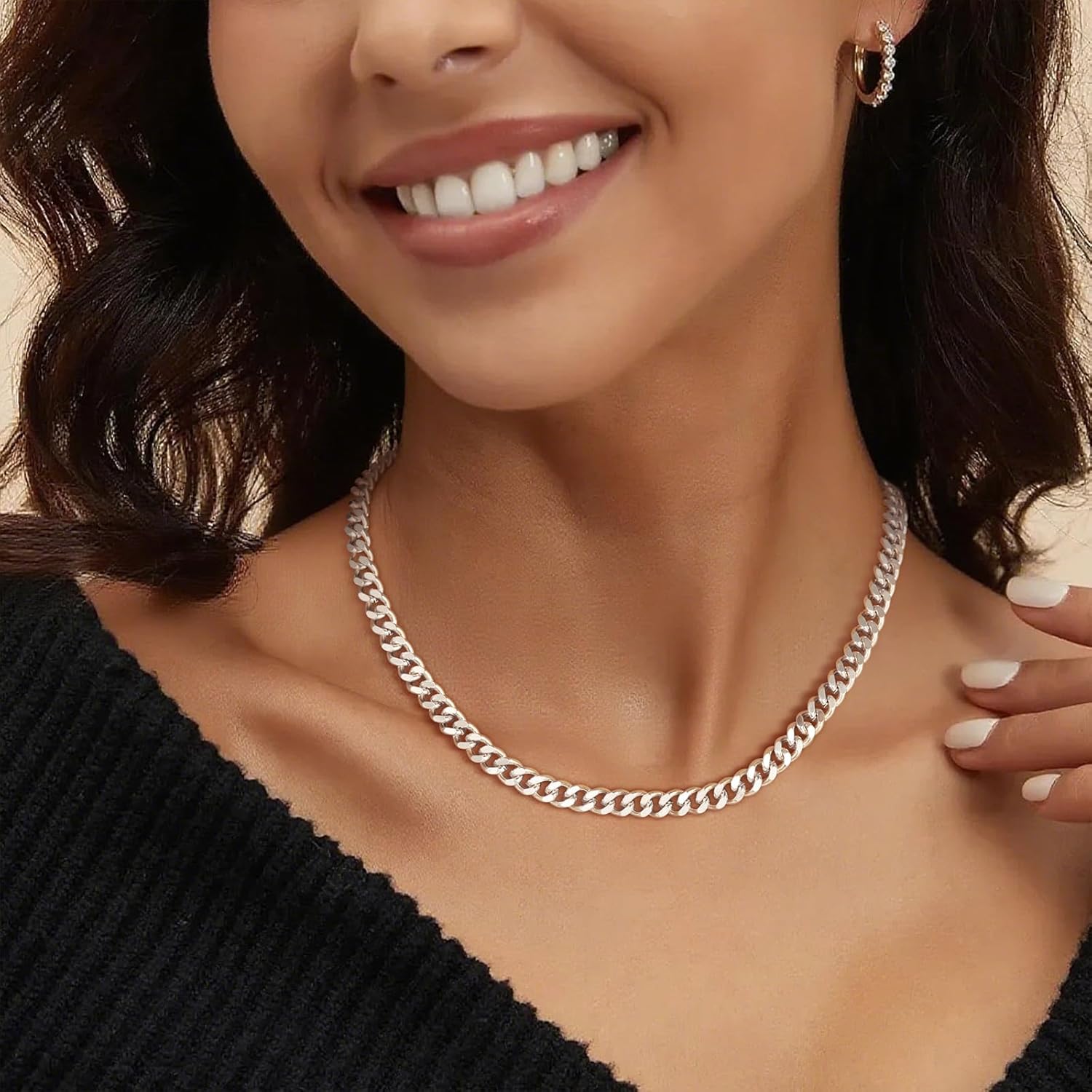 Gold Cuban Chain Necklace for Women, Trendy 14K Gold Plated Dainty Chunky Necklace Adjustable Cuban Link Chain Choker Necklace for Men Fashion Jewelry Best Gifts for Birthday Christmas Thanksgiving - Image 2