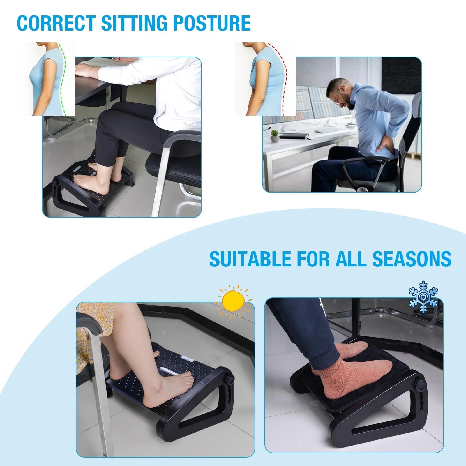 Poggiapiedi sotto la scrivania Poggiapiedi sotto la scrivania con superficie massaggiante, ergonomico, regolabile in 6 posizioni di altezza, gambe antiscivolo solide