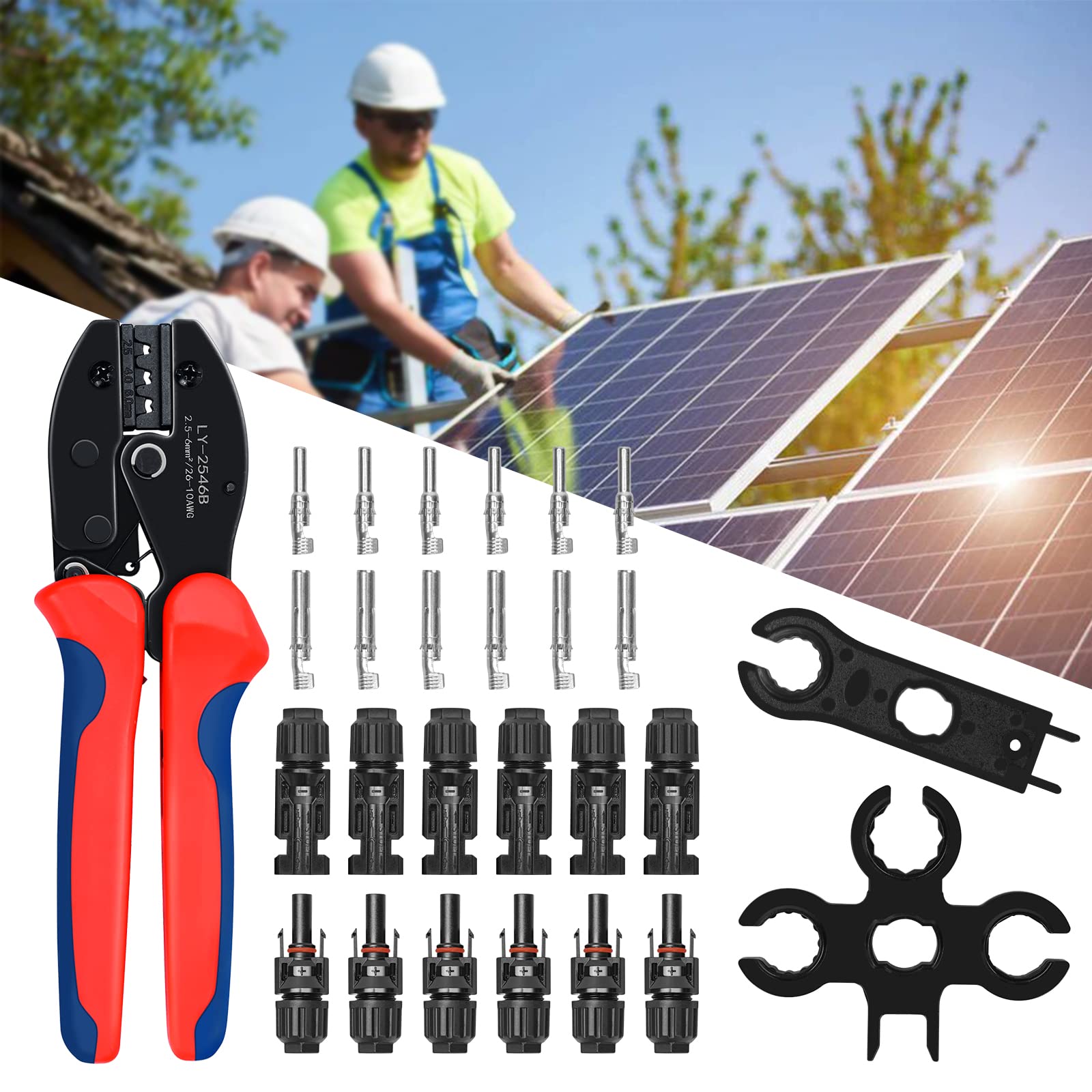 Proster Solar Crimpzange Set - Mit 10 Paar MC4 Steckern Für 2.5/4.0/6.0mm² PV Kabel