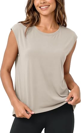 ODODOS Modal Soft Sleeveless Shirts for Women Crew Neck Yoga Tee Summer Flowy Workout Tank Tops