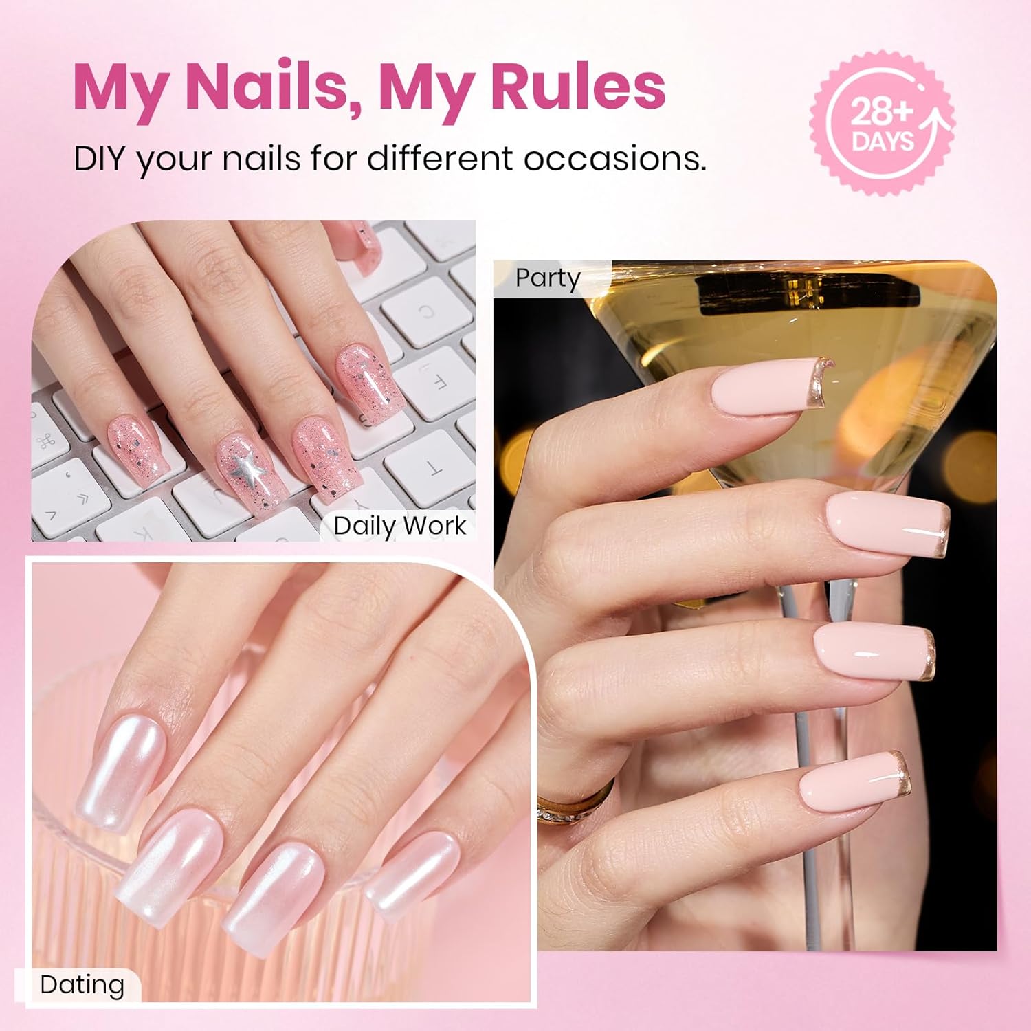 Beetles Gel Nail Tips Flat-X - Square Short, 160pcs 16 Sizes, Pre-Etched Half Matte Full Cover Soft Acrylic False Nail Tips Clear Press on Easy DIY Extension Salon for Flat & Natural Nail Beds