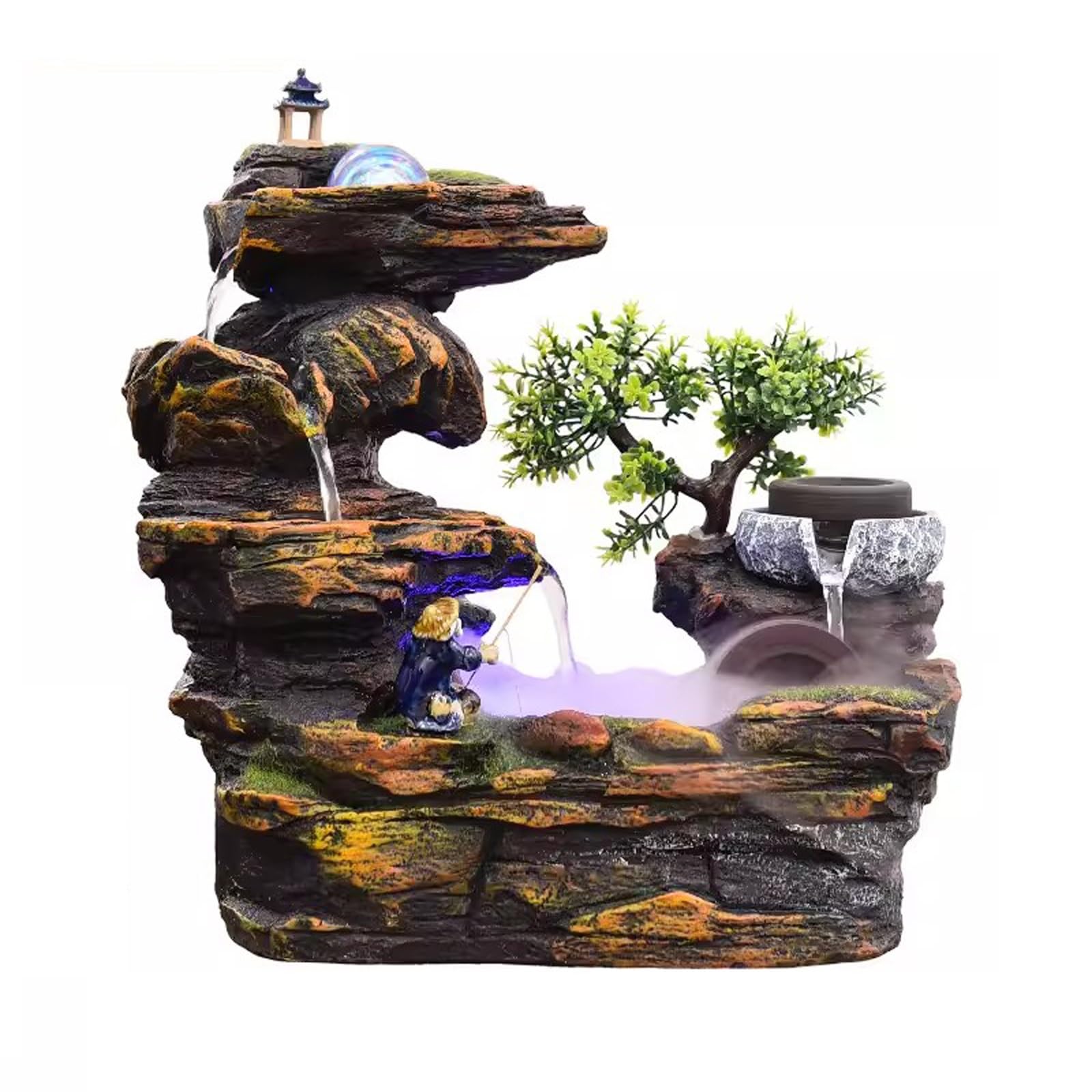 indoor Waterfall Living Room Rockery, Flowing Water Landscape, Fountain Desktop Decoration, Giving with Atomizer