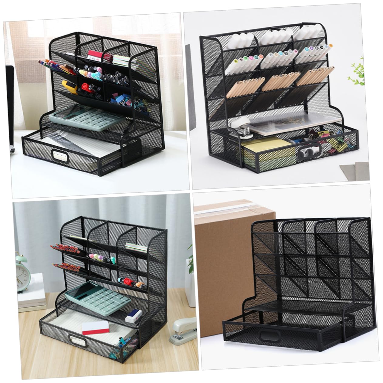SHINEOFI Organizer Per Articoli Artistici Portapenne in Metallo Design Rete Contenitore Portaoggetti Per Penne Matite Forbici e Altri Materiali Scolastici