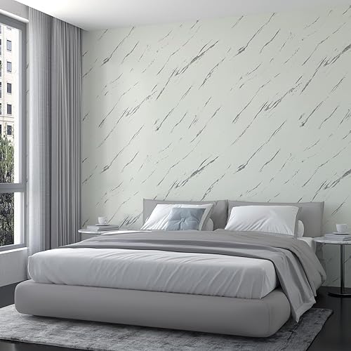 Miniatura 5 de Papel de contacto de mármol grueso de 17.7 x 354 pulgadas, papel tapiz texturizado de mármol blanco y gris, envoltura de vinilo 3D, impermeable,