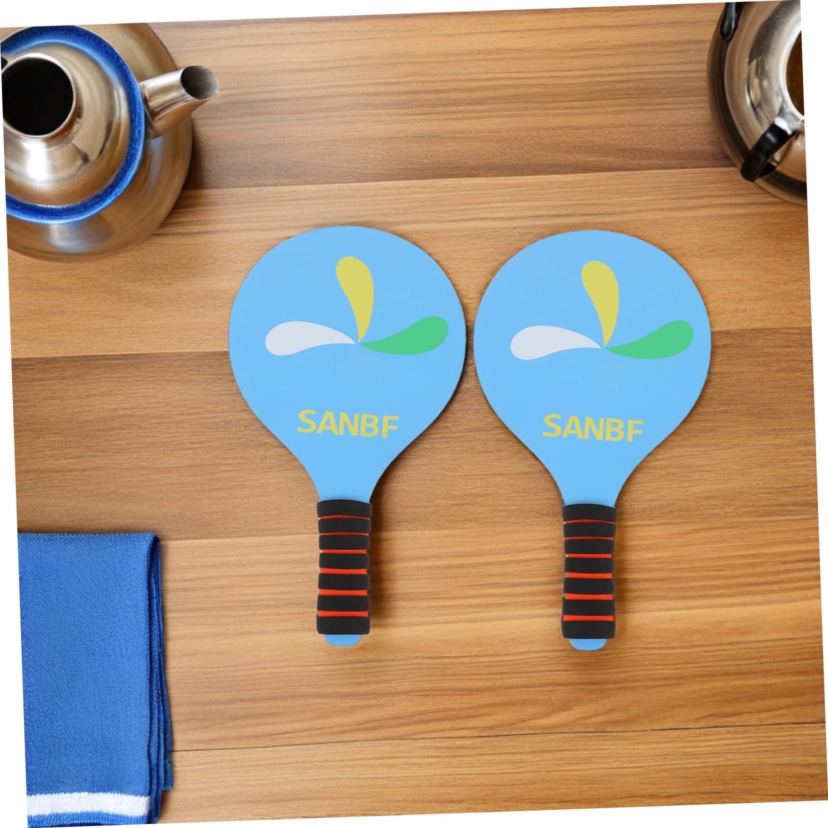 SUPVOX Set di Racchette da Badminton in Legno Volano in Piuma di Anatra Costruzione Rinforzata per Gioco All'aperto Adulti Spiaggia Parco
