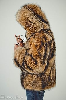 Amazon.com: Forestfox Fur Mens Real Raccoon Fur Jacket with Hood