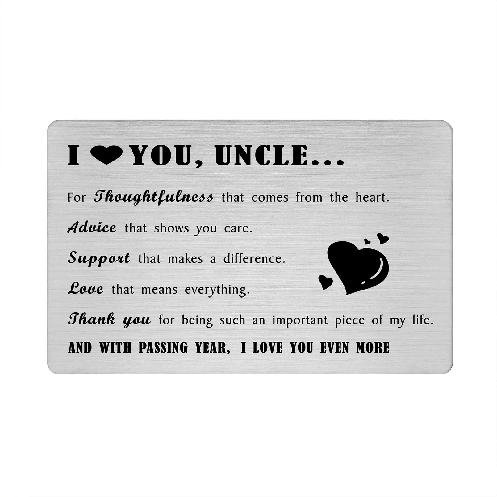 Richesele Uncle Card from Niece Nephew - Unique Christmas Gifts for Uncles - I Love You Uncle Engraved Wallet Card