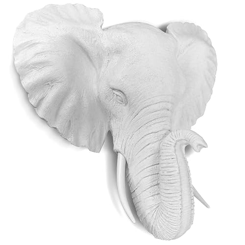 WALL CHARMERS Mini White Faux Elephant Head Wall Hanging -