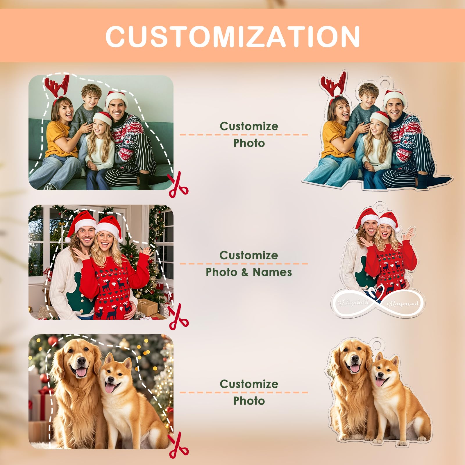 Bemaystar Personalized Babys First Christmas Ornament - Personalized Gifts for Christmas, Personalized Christmas Ornaments, 2D Photo Ornaments, Xmas Decor, Gifts for Baby, Newborn, Kids, New Mom Dad