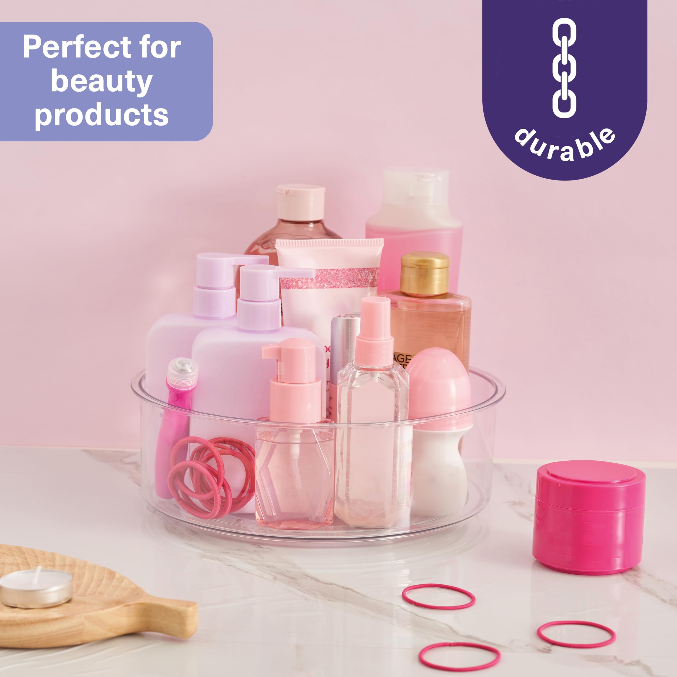 MATANA - 2 Piatto Girevole Lazy Susan, 360° (23cm) - Bordo Alto - Vassoio Girevole, Porta Spezie Girevole - Organizer per Condimenti, Cosmetici - Cucina, Frigo, Armadio, Bagno