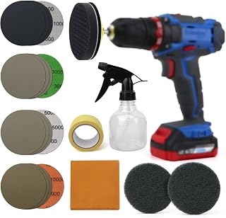 Car Headlight Restoration Kit, Heavy Duty Lights Polish Headlights Lens Restore Cleaner DIY Polishing for Electric Drill, 3" Waterproof Sanding Discs, Scouring Pads+Spray Bottle, Total 24Pack