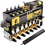 Organisateur d'outils de puissance avec station de recharge, Cadeaux pour les hommes Papa Mariez-lui la fête des pères, le mur de garage étagères avec 6 Porte-perceuse, Garage de rangement Construit dans 8 Sortie de la bande d'alimentation, Organisateur de batteries