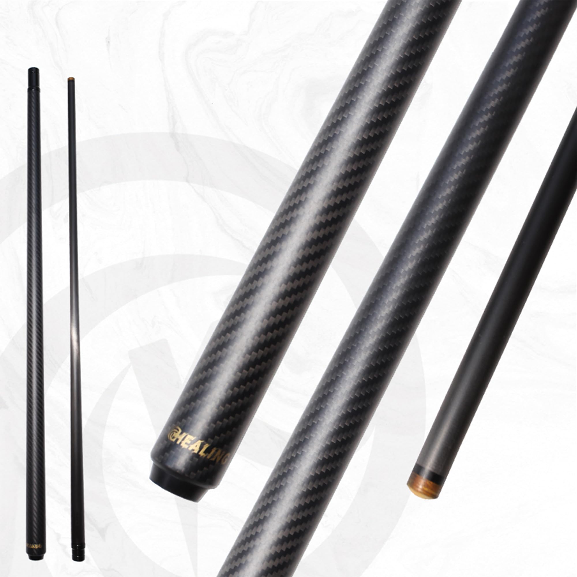 Billiard Cue 58″ 19-20oz 1/2 Joint Carbon Fiber Pool Cue Stick 12.5mm/12.4mm Cue Tip (Unilock) (Black)