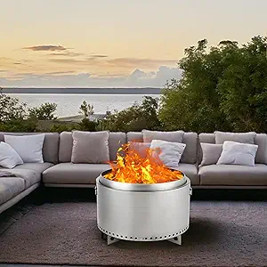 20.5" Smokeless Fire Pit with Air Switch, Wood Burning Portable Stainless Steel Outdoor Firepit with Stand & Stove Hook, Ash Pan, for Camping Backyard Patio Picnic, H: 16 in, 22 lbs