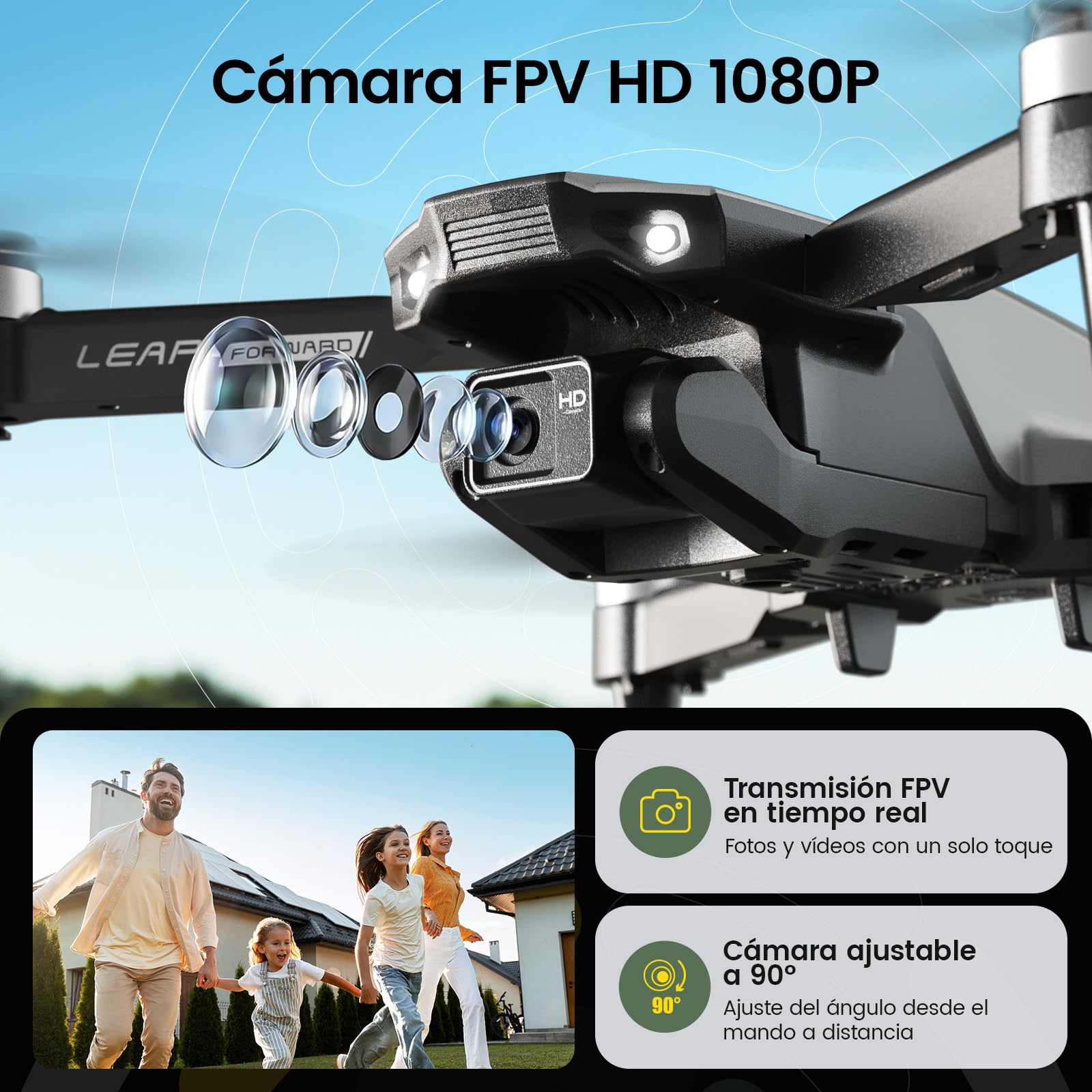 Holy Stone HS200P Drone Plegable con Cámara 1080P para Niños Principiantes | Cuadricóptero RC con Motor sin Escobillas, Flujo Óptico, Vuelo por Trayectoria, Giros 360°, 3 Velocidades y 2 Baterías