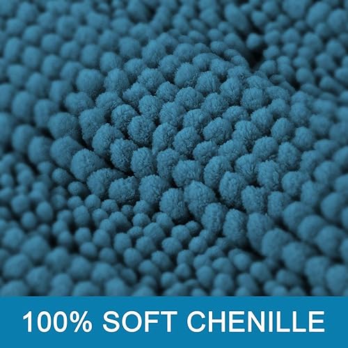 Miniatura 3 de H.VERSAILTEX Alfombras de baño para baño, antideslizantes, extra gruesas, de felpilla a rayas, 17 x 24 pulgadas, absorbentes, suaves, peludas,