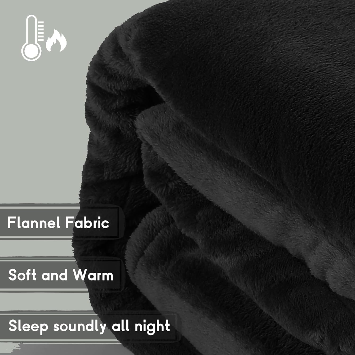 Heated Blanket Electric Throw Size 50''x60'' with 5 Heating Levels, 3 Hour Auto Shut Off, Machine Washable, Flannel & Sherpa Double-Sided Soft Warming Blanket for Couch, Bed, Office - Black - Image 5