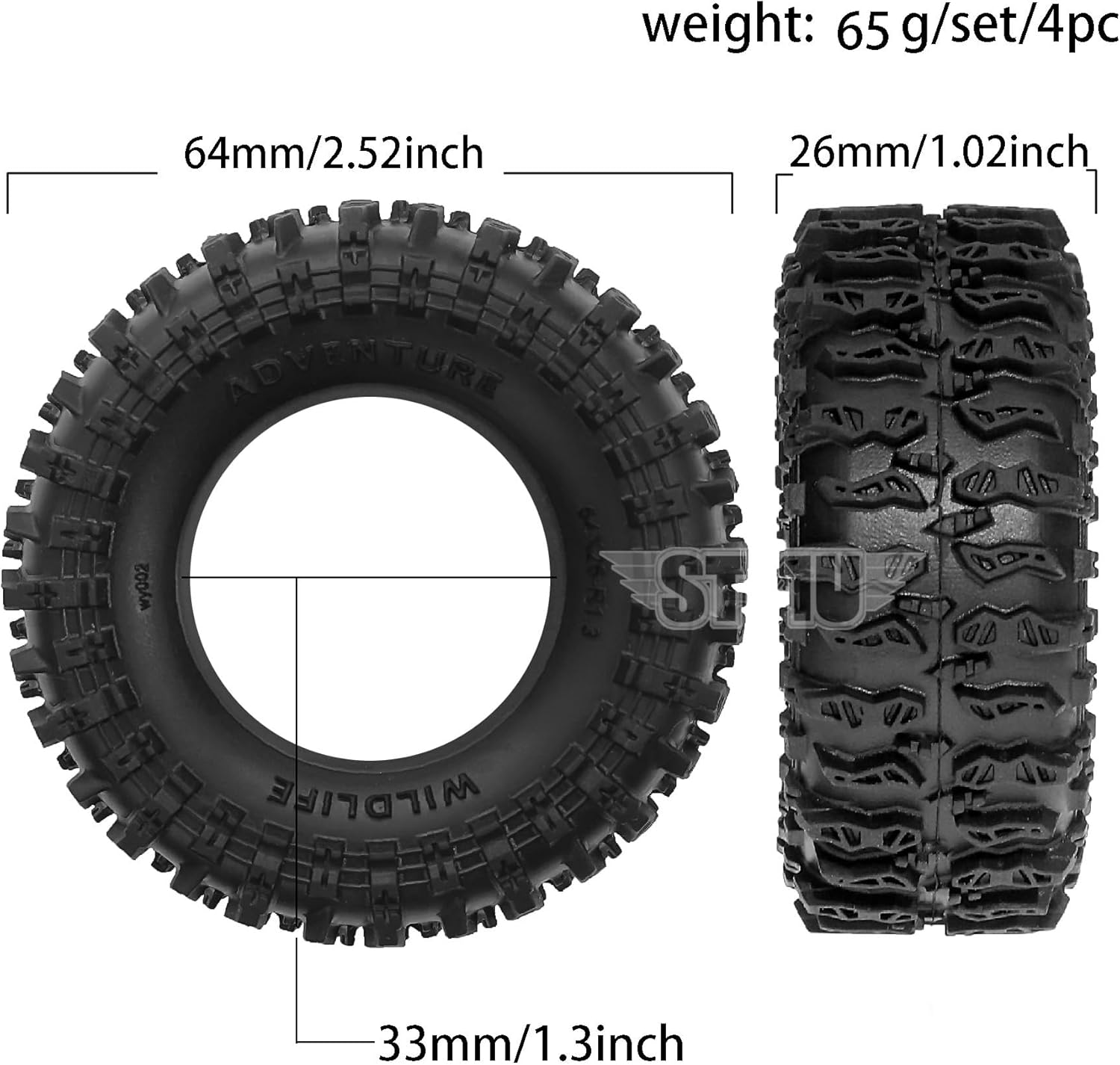 STMU 1.3'' RC Crawler Tires for 1/18 1/24 TRX4M SCX24 FCX18 FCX24 RC Crawler Car (Tires)