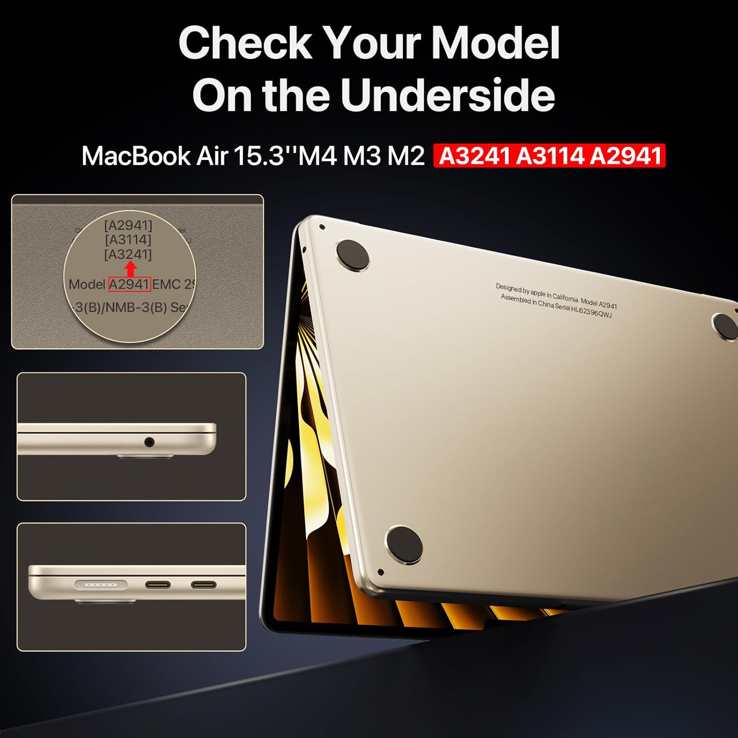 Macaset for MacBook Air 15 inch Case | M5 M4 M3 M2 2026-2023 | Official Starlight | 100% Color Match | Protective Hard Shell Cover | Laptop A3448 A3241 A3114 A2941 | Starlight Clear
