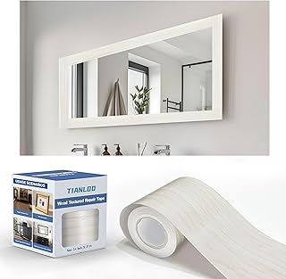 27 FT Wood Grain Wallpaper Border, Removable Waterproof Mirror Border Peel and Stick,Bathroom Mirror