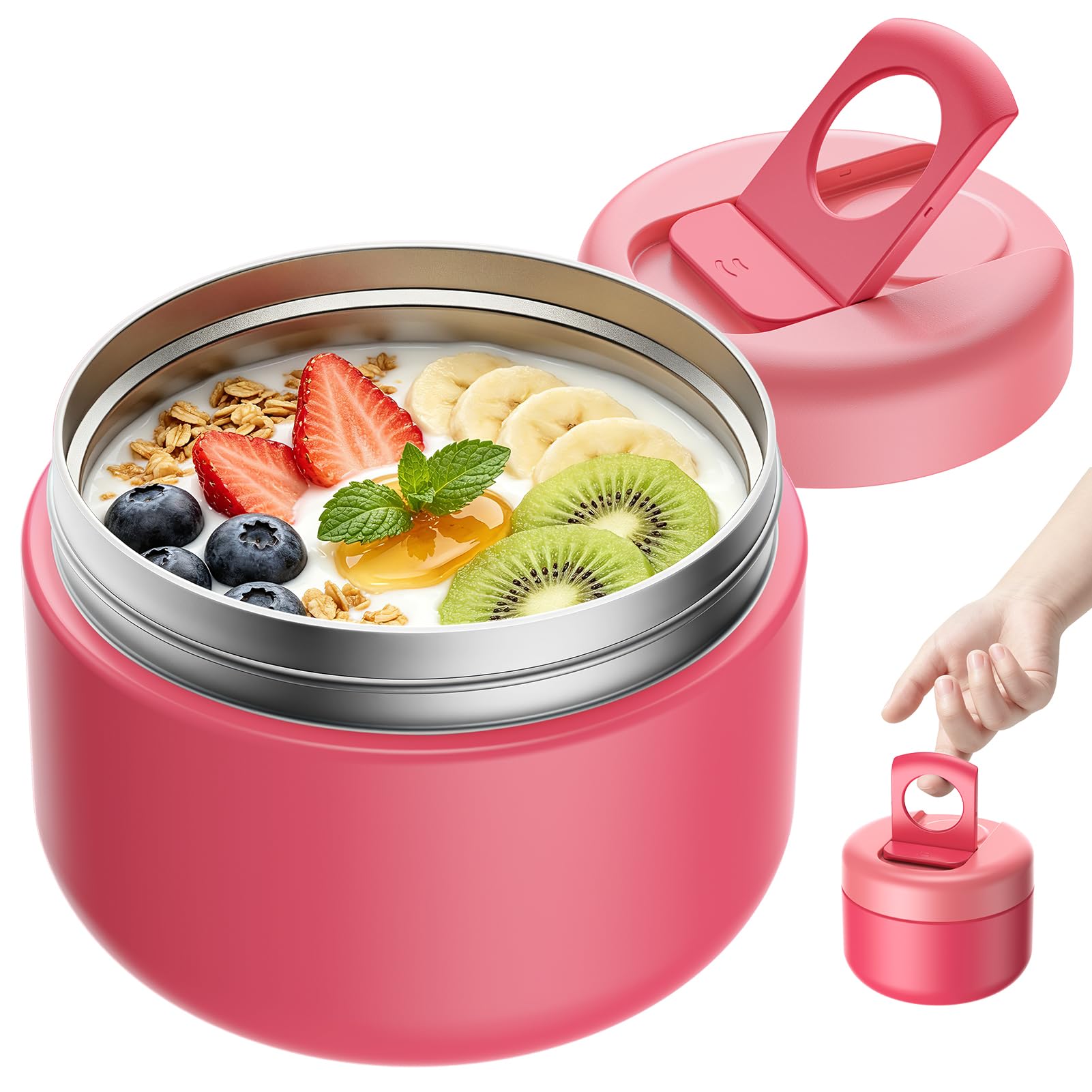 WayEee 420ml Kids Food Flask - Leak-proof Insulated Vacuum/Pink