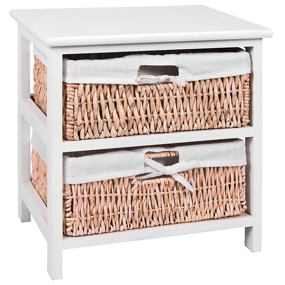 NEG Korbkommode MIRA (weiß) Kommodenschrank/Beistell-Tisch/Korbregal