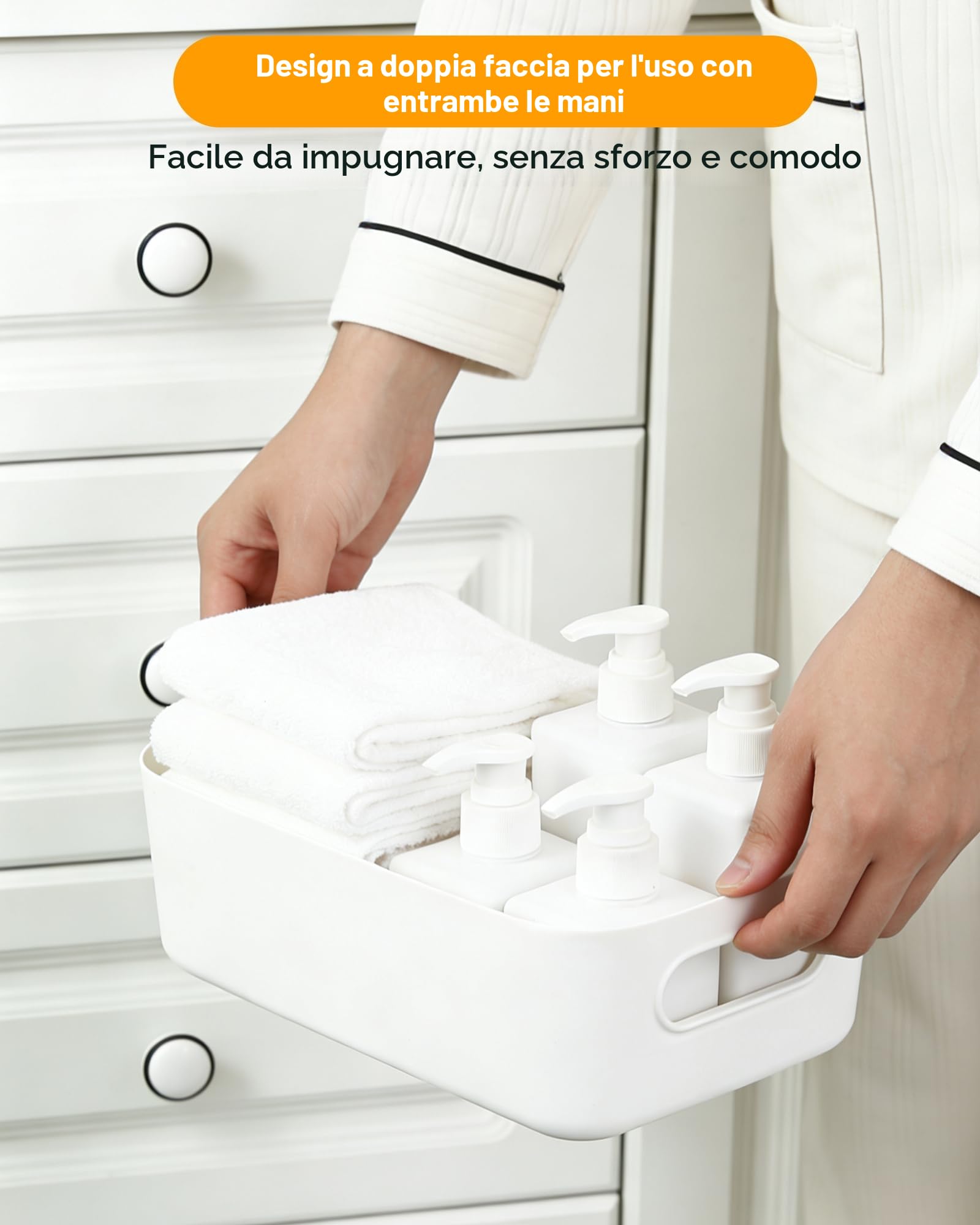 Scatole portaoggetti bianche 4 pezzi – Contenitori plastica & organizer box, contenitore plastica piccolo in plastica, scatole impilabili per cucina, armadio e bagno (20 × 14 × 7 cm)